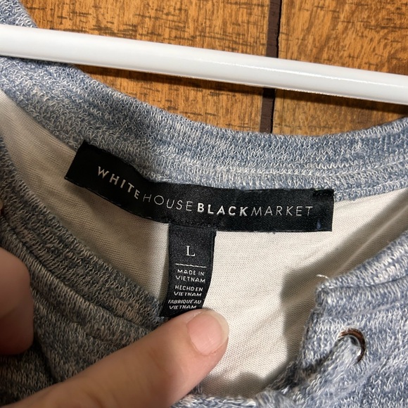 White House Black Market Blue Heathered Long Sleeve Layered Top - Picture 2 of 4